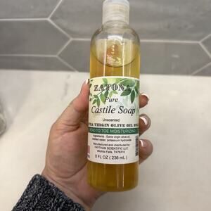 Zatona Pure Castile Liquid Soap Extra virgin olive only 8 oz. Unscented Made USA
